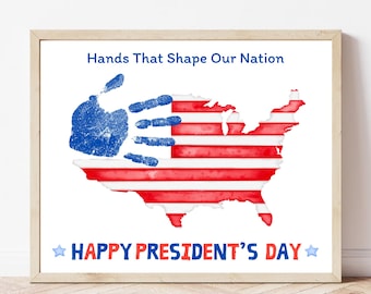 Presidents Day Handprint Craft Flag Presidents Day Activity for Kids School Printable Preschool Craft for Kids Activity Kinder Homeschool
