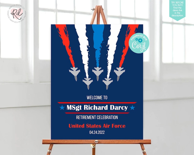Air Force retirement welcome sign military retirement sign Army welcome sign template Army retirement party decor fighters aircraft sign 328 image 1