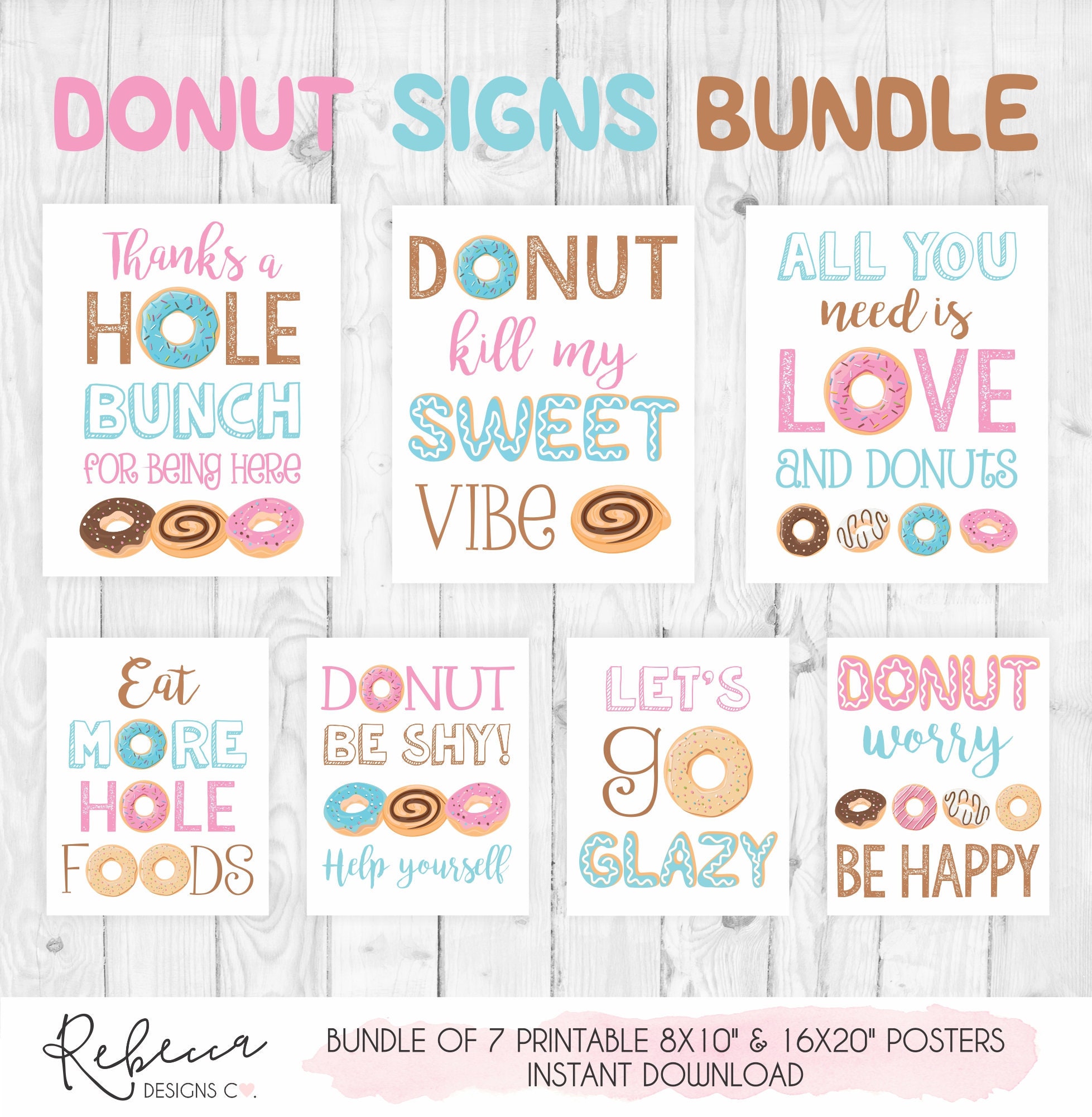 Donuts signs bundle printable donut party signs donut birthday | Etsy