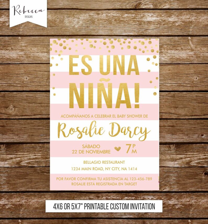 Invitacion Baby Shower Nina Spanish Baby Shower Invitation Etsy Invitacion Baby Shower Nina Spanish Baby Shower Invitation Etsy