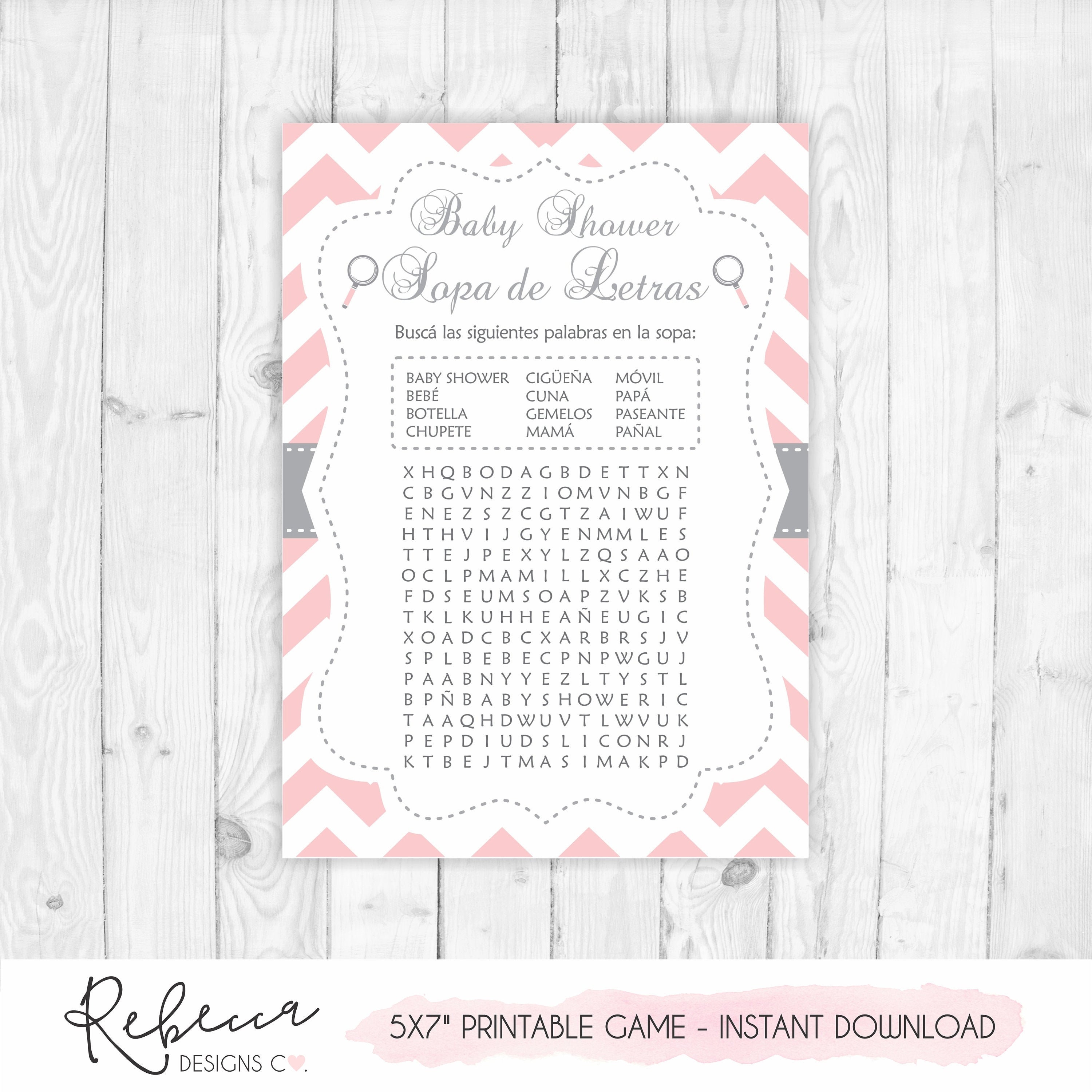 Baby shower wordsearch game in spanish baby shower in spanish Etsy
