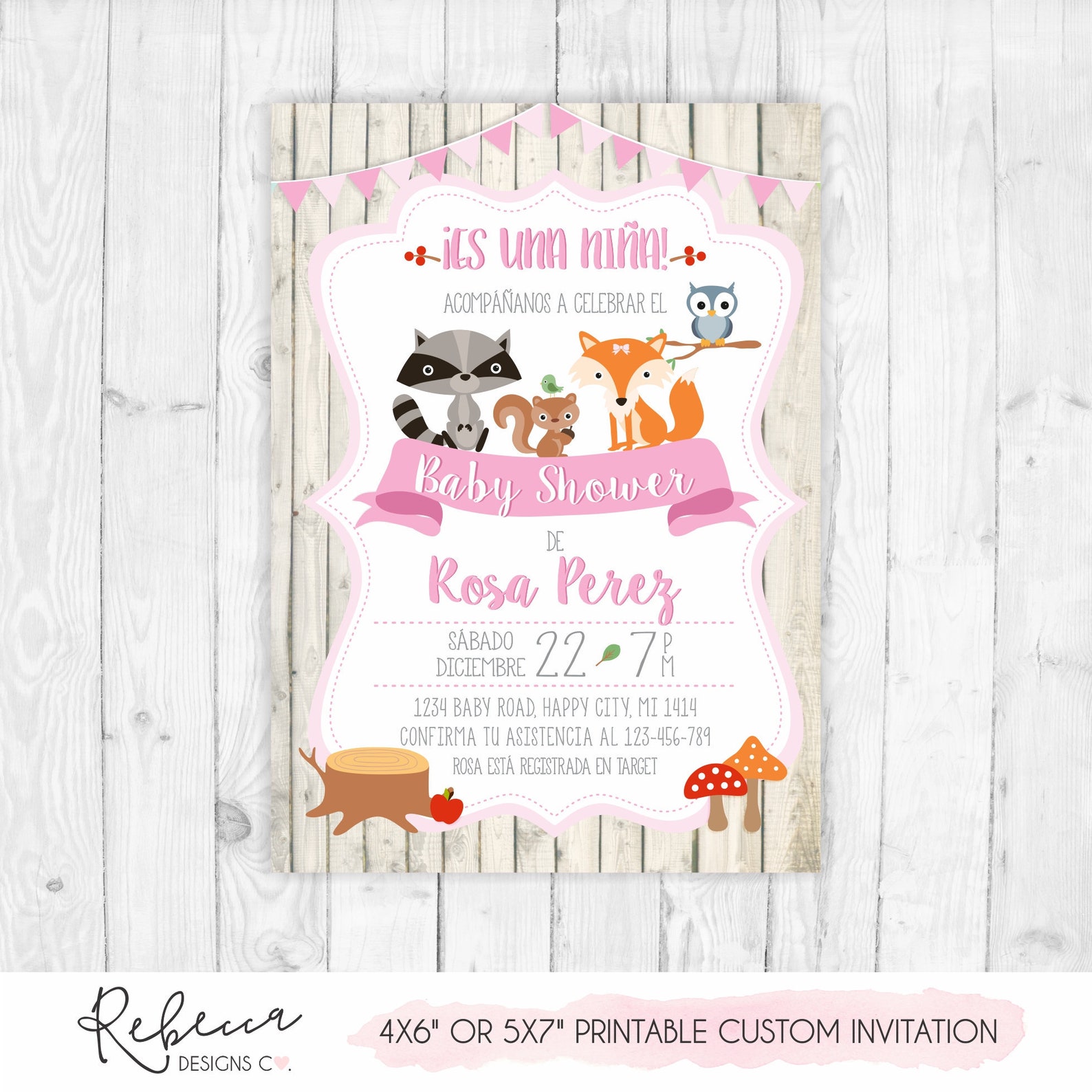 Invitacion Baby Shower Espanol Girl Baby Shower in Spanish Etsy