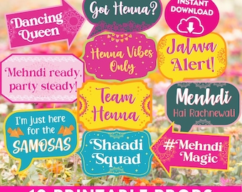 Mehndi Photo Props Afdrukbare Henna Party Decor Dholki Props Party Desi Wedding Henna Night Party Sangeet Ideas Afdrukbare Photo Booth Signs