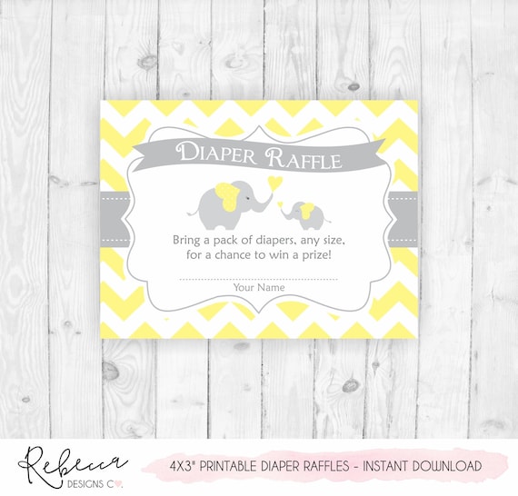 Diaper Raffle Yellow And Gray Elephant Baby Shower Card Matching diaper-raffle-yellow-and-gray-elephant-baby-shower-card-matching