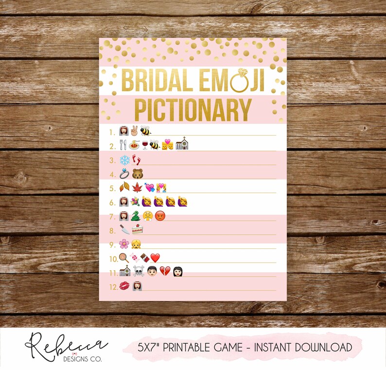 Bridal shower emoji game printable bridal shower popular games | Etsy