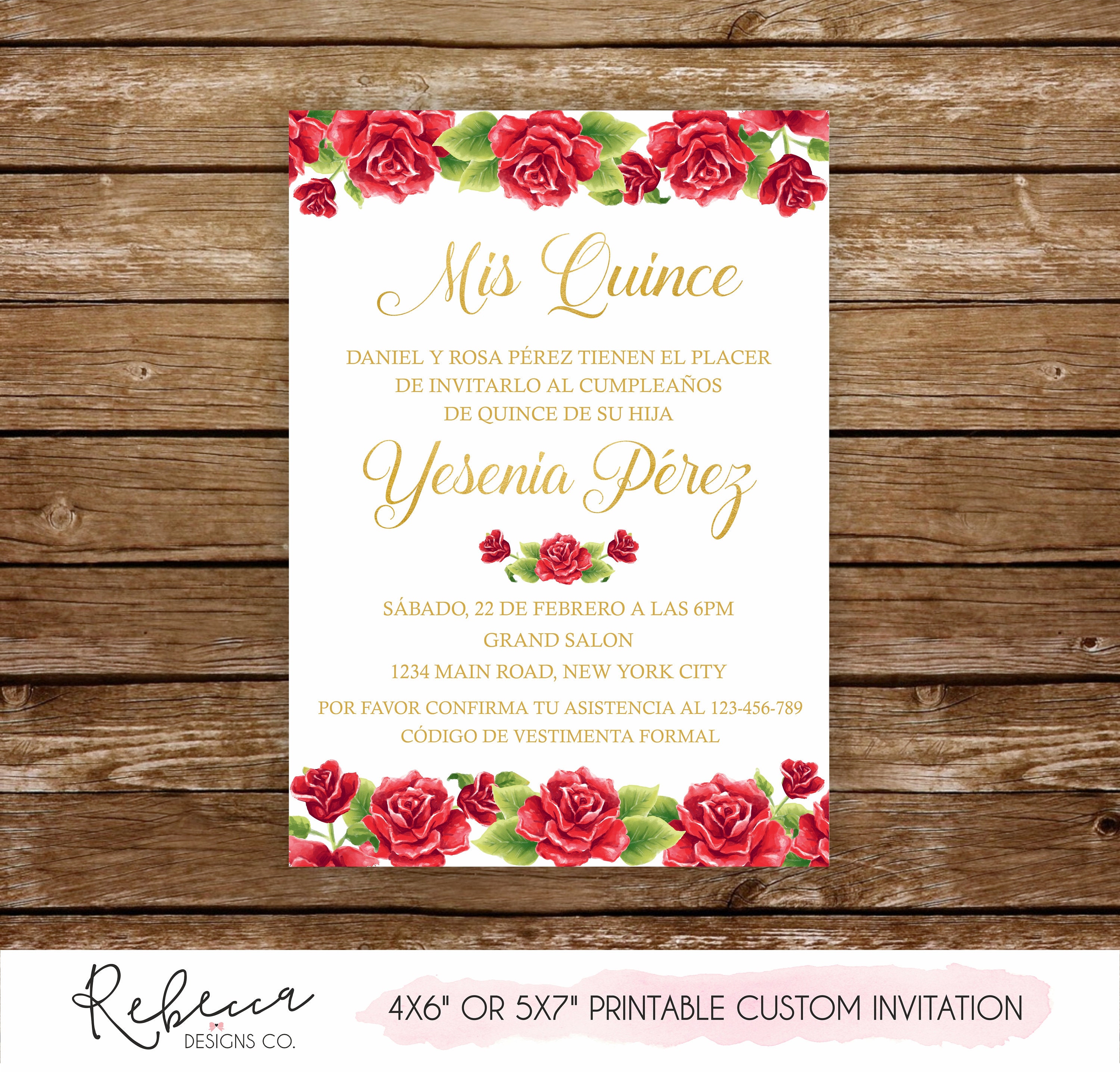 Quinceañera Invitation 15th Birthday Party Printable Invite Etsy Ireland