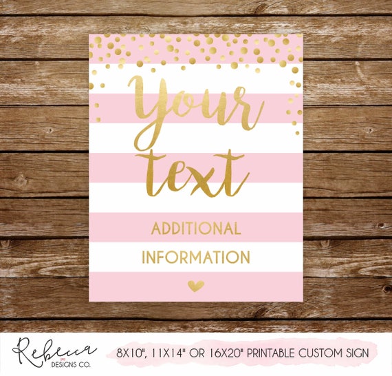 Custom bridal shower sign printable pink and gold sign custom gold bachelorette sign baby shower sign rustic sign personalized sign 251 Il_570xn