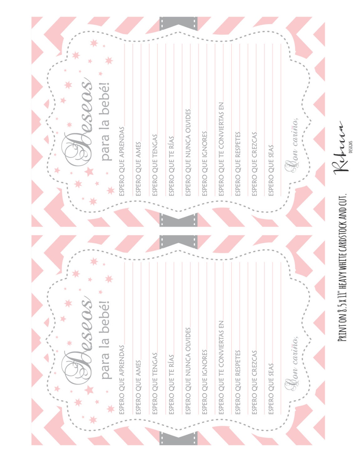 Baby Shower Wishes for Baby in Spanish Deseos Para La Bebe Etsy