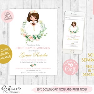 First Communion Sign Communion Decor Communion Welcome Sign Editable Welcome Sign Comunion Niña Girl First Communion Printable Template 250 image 7