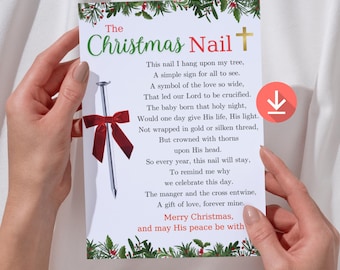 The Christmas Nail Ornament Tag Nail Ornament Card Christmas Poem Church Gift Christian Christmas Gift DIY Nail Story Sunday School Gift