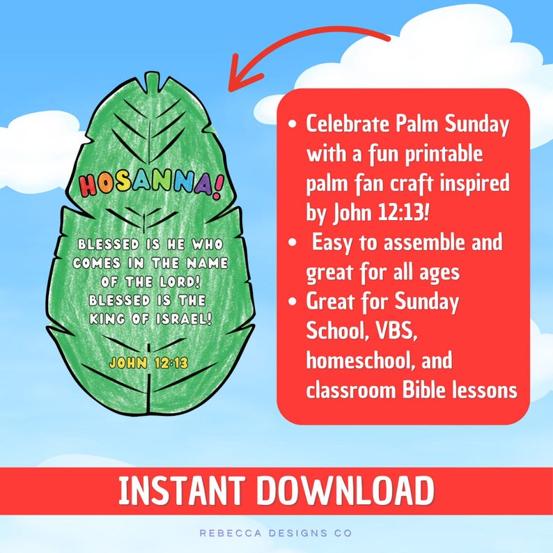 Palm Sunday Craft Palm Sunday Activity Easter Craft for Kids Christian ...