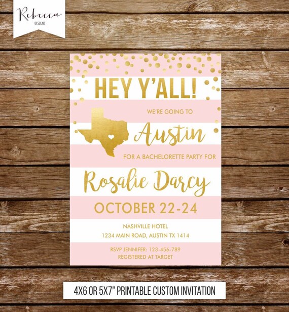 Austin bachelorette weekend invitation Austin bridal shower invitation