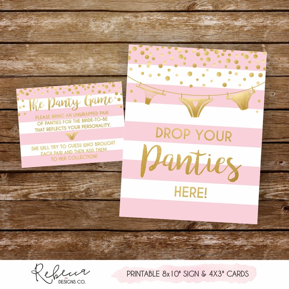 Panty game printable sign bridal shower panties game printable Etsy