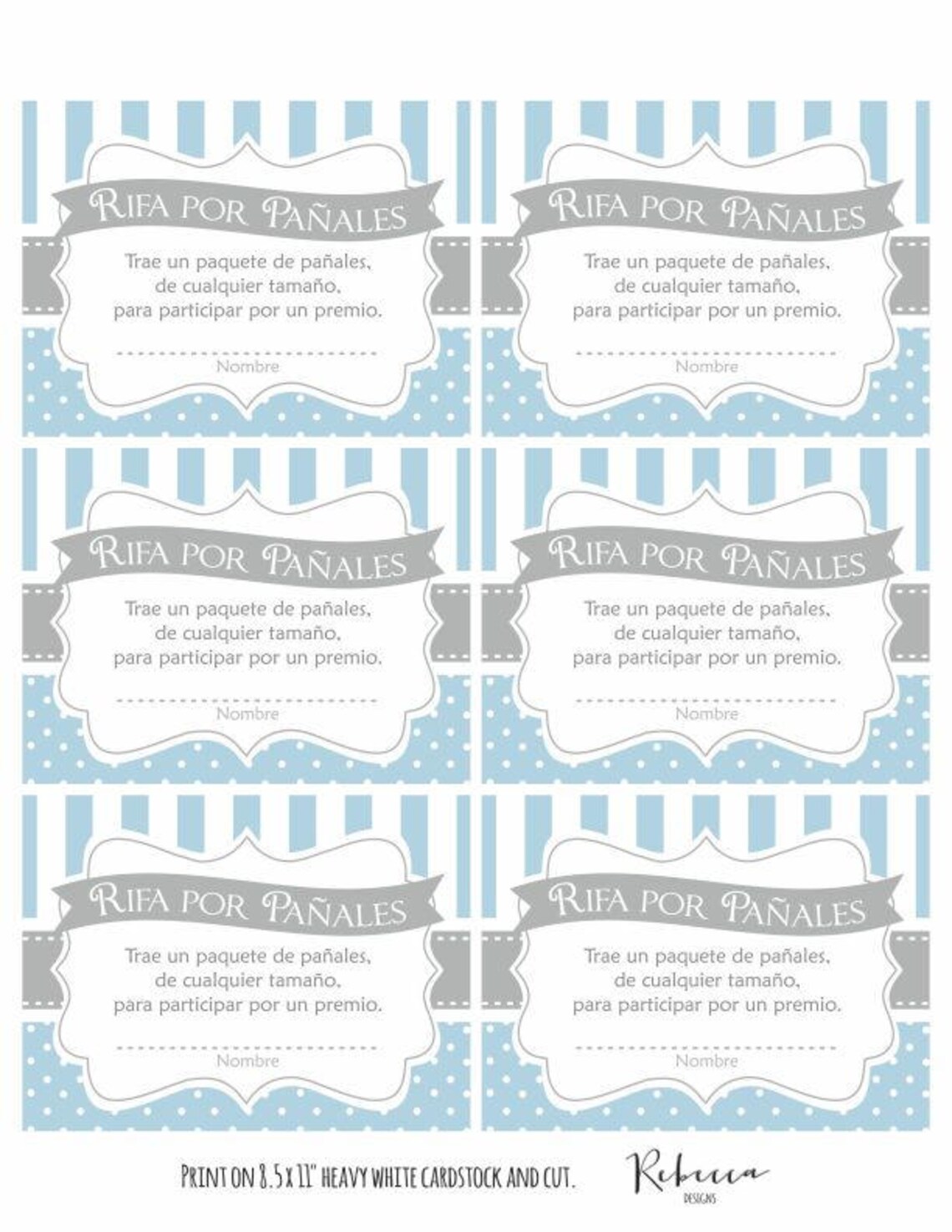 Diaper Raffles Spanish Rifas Para Pañales Baby Shower in Etsy