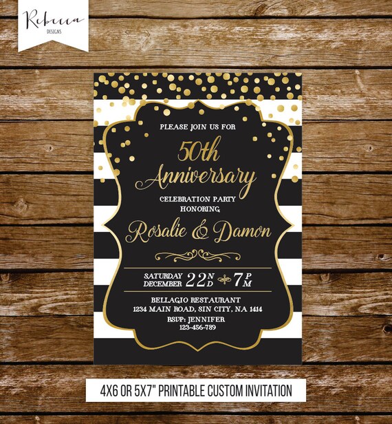 50 wedding anniversary invitation gold anniversary party 50th