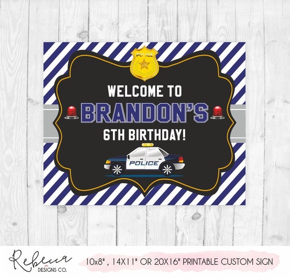 Police sign police birthday party signs policeman sign birthday printable policemen sign police party birthday boy police welcome sign 204 Il_570xn