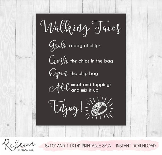 Taco bar sign wedding tacos sign printable walking tacos sign wedding party fiesta sign diy tacos 5 de mayo sign fiesta party tacos party Il_570xn