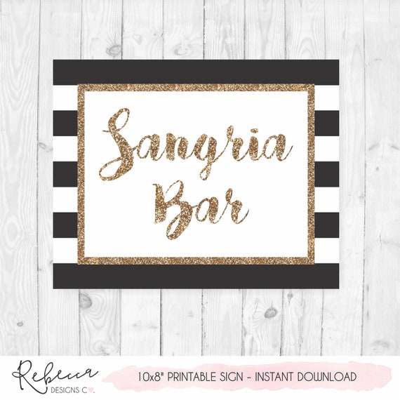 Sangria bar sign printable black and white sign wedding bar sign bridal shower bar wedding drinks birthday sangria bridal shower sign 128 Il_570xn