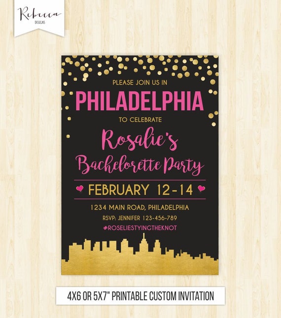 Philadelphia bachelorette weekend invitation Philly bridal shower invitation itinerary party invite printable Philadelphia invitation 284 Il_570xn
