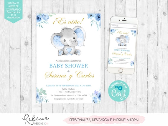 Invitacion Baby Shower Espanol Boy Shower in Spanish - Etsy