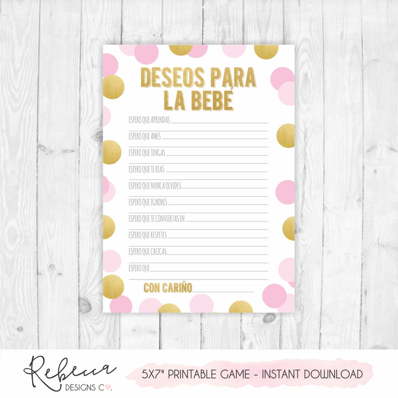 Baby shower game in spanish wishes for baby deseos para la Etsy México