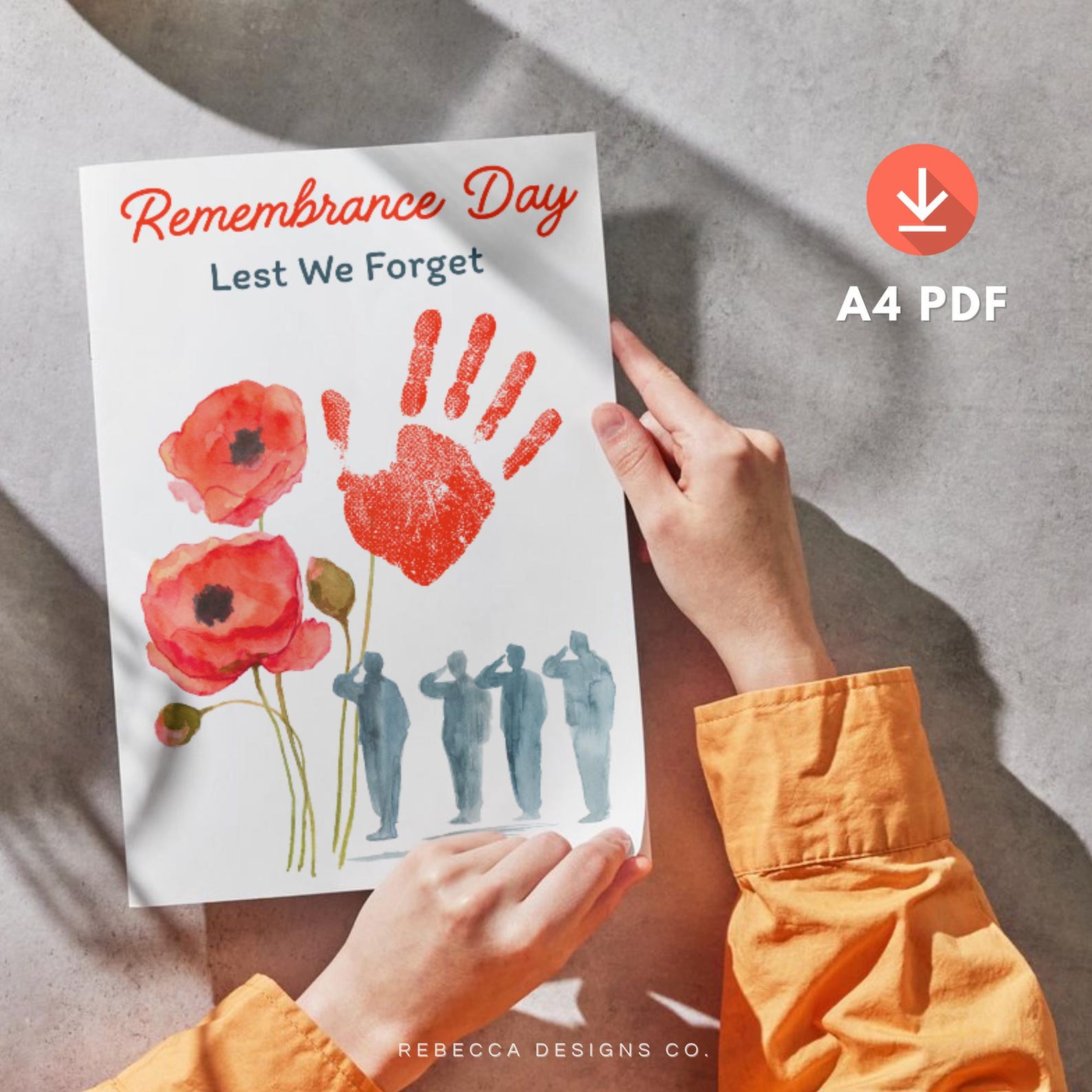Remembrance Day Craft Remembrance Handprint ANSAC Poppies Activity for ...