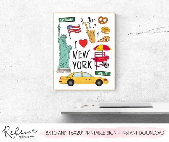 New York poster printable New York sign New York print New York wall art travel poster travel decor travel home decor nyc print new york art Il_570xn