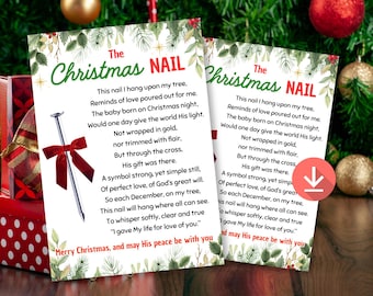Christmas Nail Ornament Tag Nail Ornament Card Christmas Church Gift Christian Christmas Gift DIY Christmas Gift Sunday School Gift Ideas