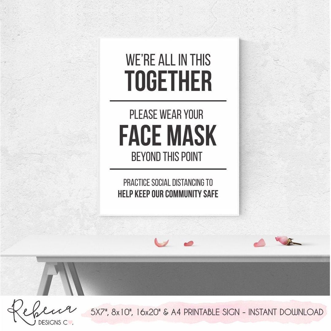 Face Mask Must Be Worn Sign Face Mask Sign Printable - Etsy