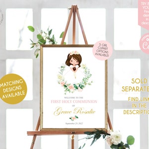 First Communion Sign Communion Decor Communion Welcome Sign Editable Welcome Sign Comunion Niña Girl First Communion Printable Template 250 image 8