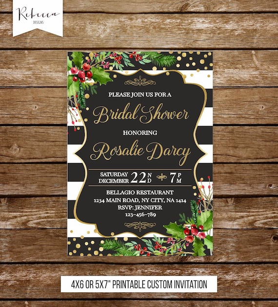 Christmas Bridal Shower Invitation Printable Bridal Shower Etsy