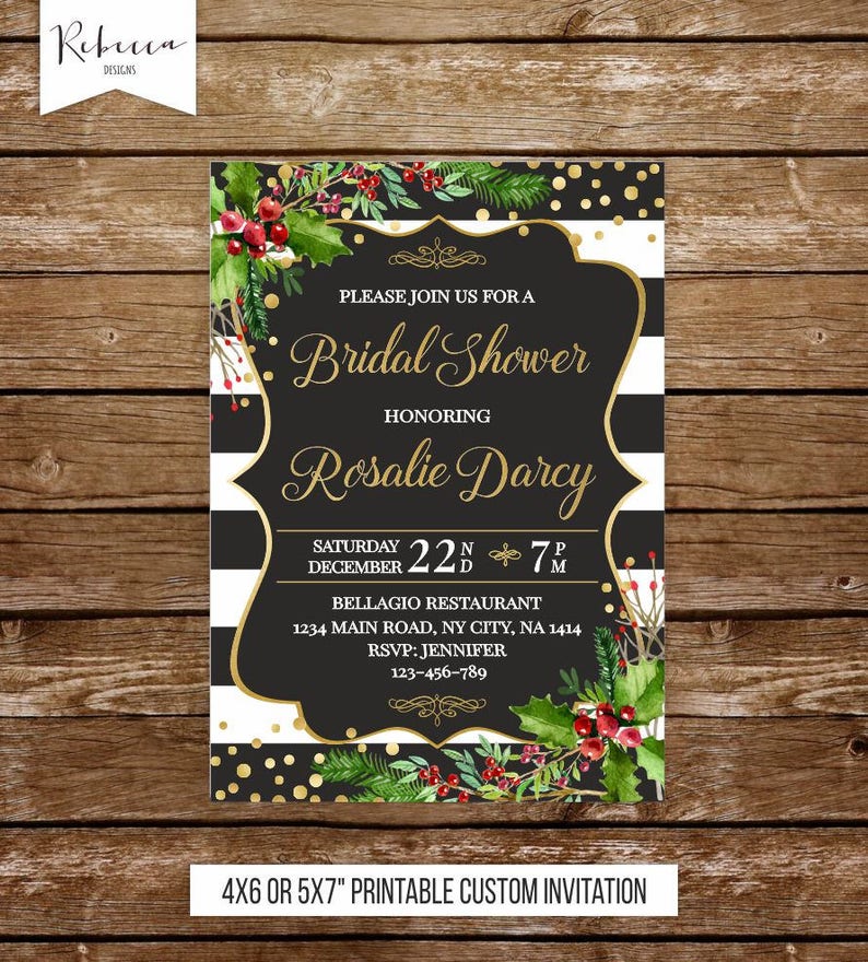 Christmas Bridal Shower Invitation Printable Bridal Shower Etsy