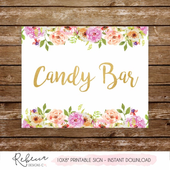 Candy Bar Sign Printable Candy Buffet Sign Floral Sign Gold Wedding Sign Dessert Table Sign Take A Treat Sign Candy Sign Bridal Shower 237 By Rebecca Designs Co Catch My Party
