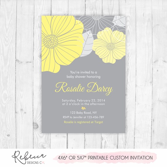 Yellow baby shower invitation neutral printable baby shower invite baby shower brunch floral baby shower flowers elegant baby shower tea Il_570xn
