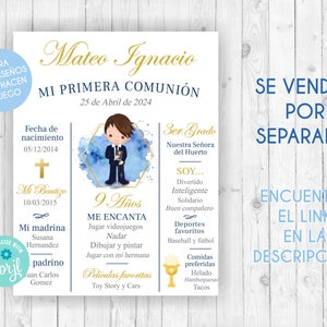 Invitacion de comunion niño azul editable primera comunion invitacion first communion boy in spanish comunion en español digital file 349 image 3