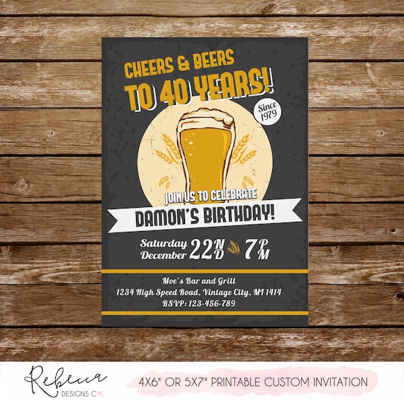 Beer Birthday Invitation Printable Man 21st Birthday 30th Birthday 40th Birthday 50th Birthday 60th Dirty Thirty Invitation Men Beer Party By Rebecca Designs Co Catch My Party