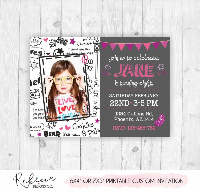 6th birthday invitation girl birthday invitation girl doodles Etsy