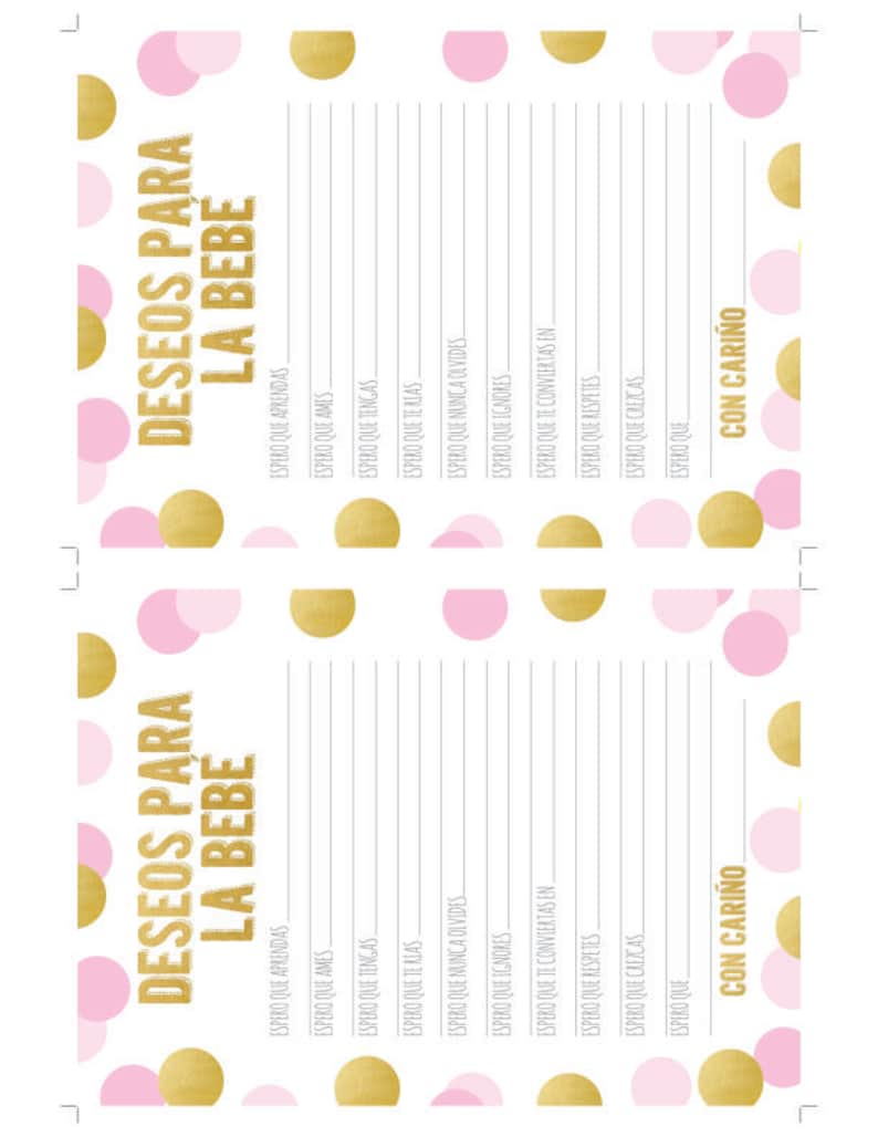 baby shower game in spanish wishes for baby deseos para la etsy