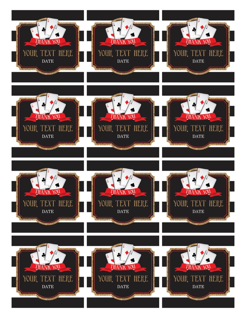Casino Favor Tags Poker Favor Tags Printable Casino Party Las - Etsy