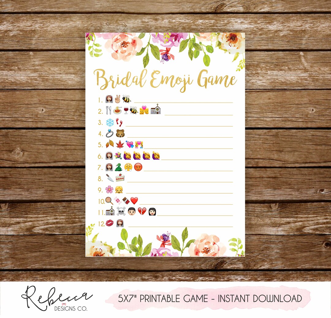 Emoji Game Bridal Shower Printable Bridal Shower Popular Games Etsy