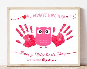 Owl Always Love You Handprint Craft Owl Handprint Art Toddlers Valentine Keepsake Valentines Day Handprint Craft Valentines Day Preschool