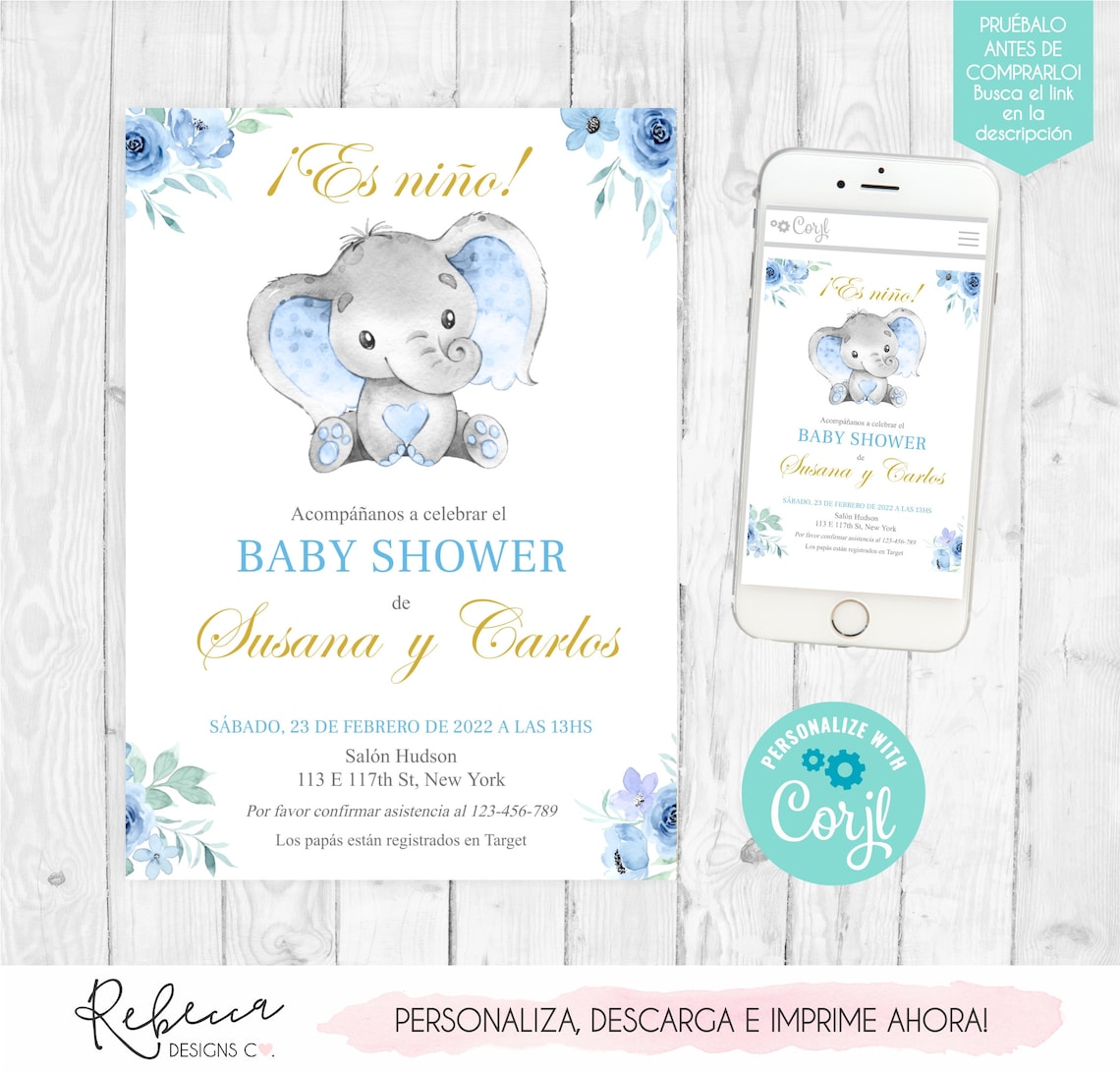 Invitacion Baby Shower Espanol Boy Baby Shower in Spanish Etsy