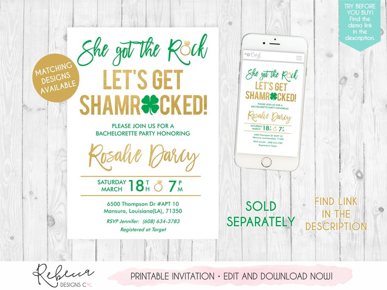St Patricks bachelorette party invitation lucky in love bachelorette editable irish bachelorette mobile invitation st patricks invite 235 image 8