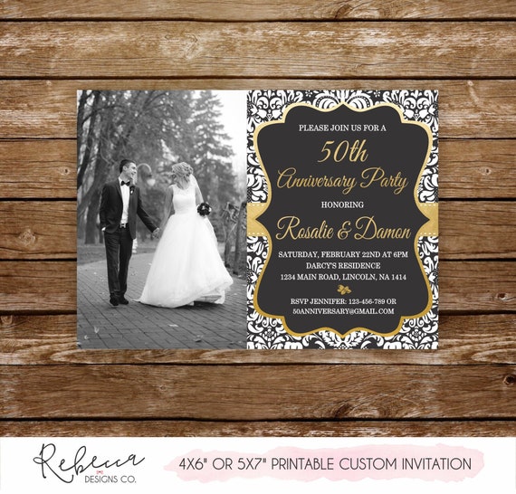 50 wedding anniversary invitation gold anniversary party 50th anniversary 40th black and white wedding surprise invite party printable 211 Il_570xn