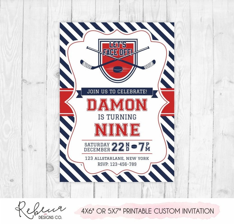 Hockey birthday invitation hockey invitation sports boy Etsy