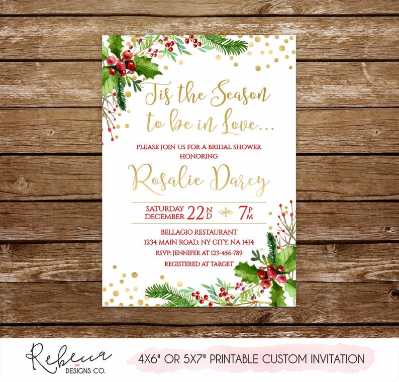 Christmas Bridal Shower Invitation Printable Bridal Shower Etsy
