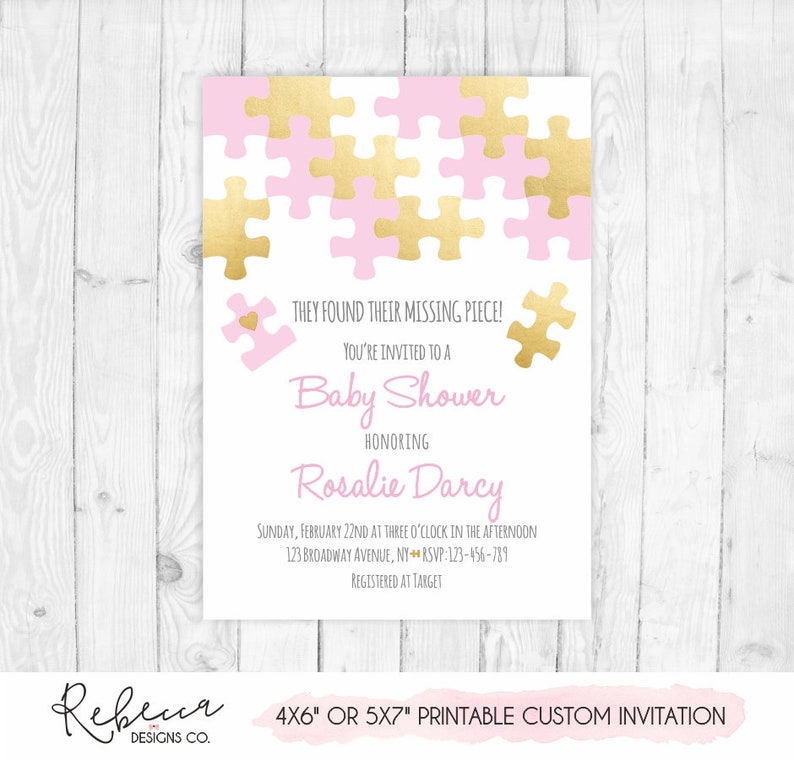 Adoption Baby Shower Invitation Puzzle Missing Piece Invite Forster Home Its A Girl