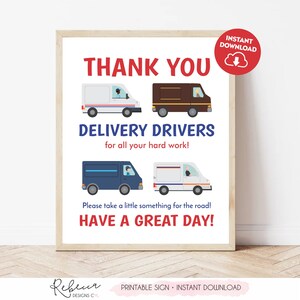 Delivery Driver Snacks Sign Printable Delivery Driver Treats Thank You ...