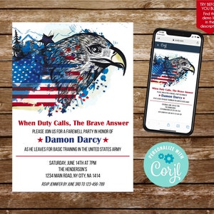 Going away military invitation deployment party army going away party invitation boot camp invitation army graduation basic training 328 image 2