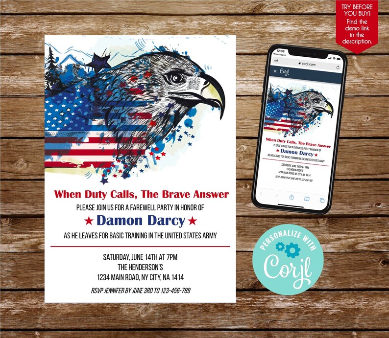 Going away military invitation deployment party army going away party invitation boot camp invitation army graduation basic training 328 image 2